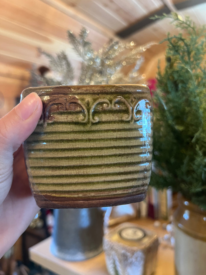 Vintage Square Pot: Fresh Cut Christmas Trees