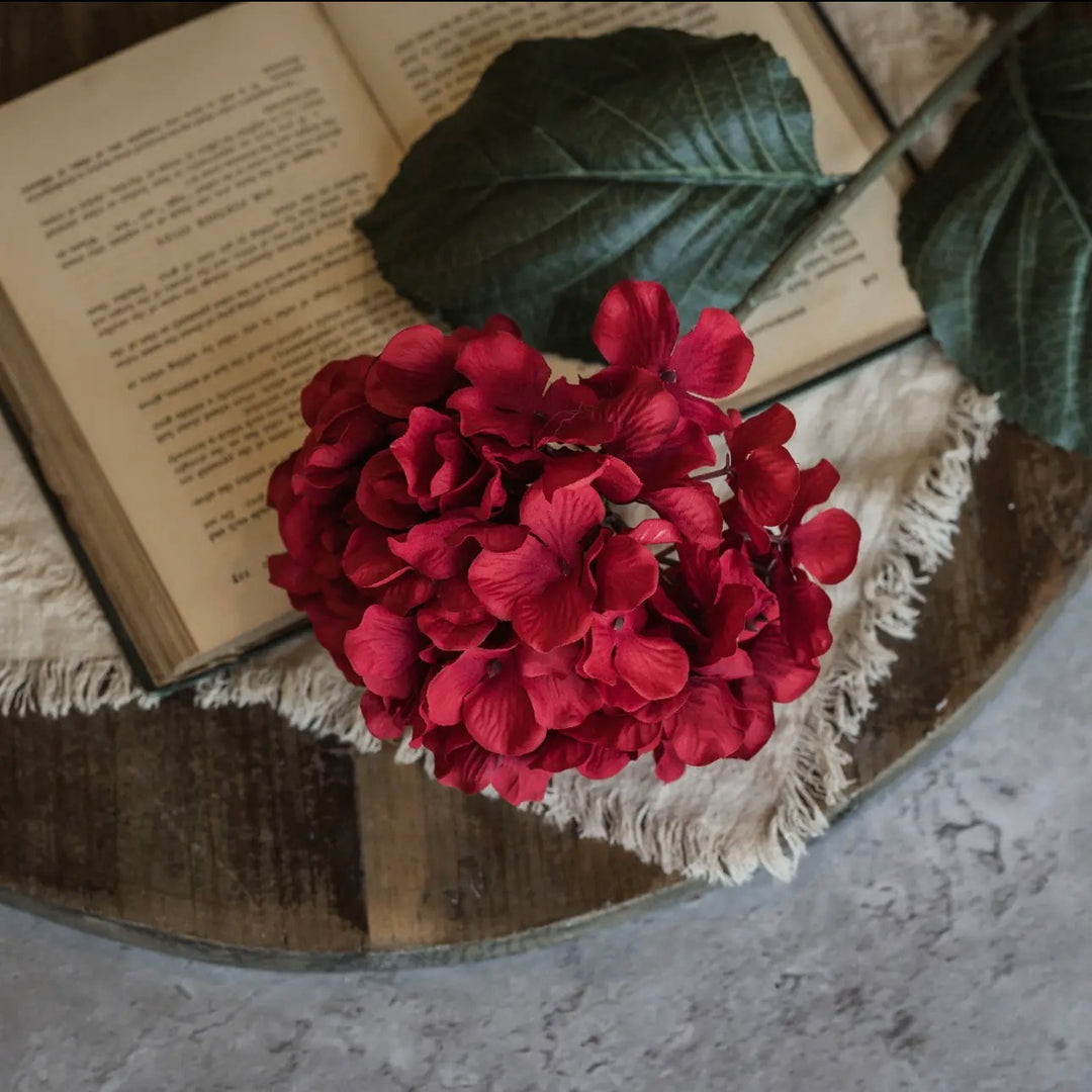 28" Red Hydrangea Stem