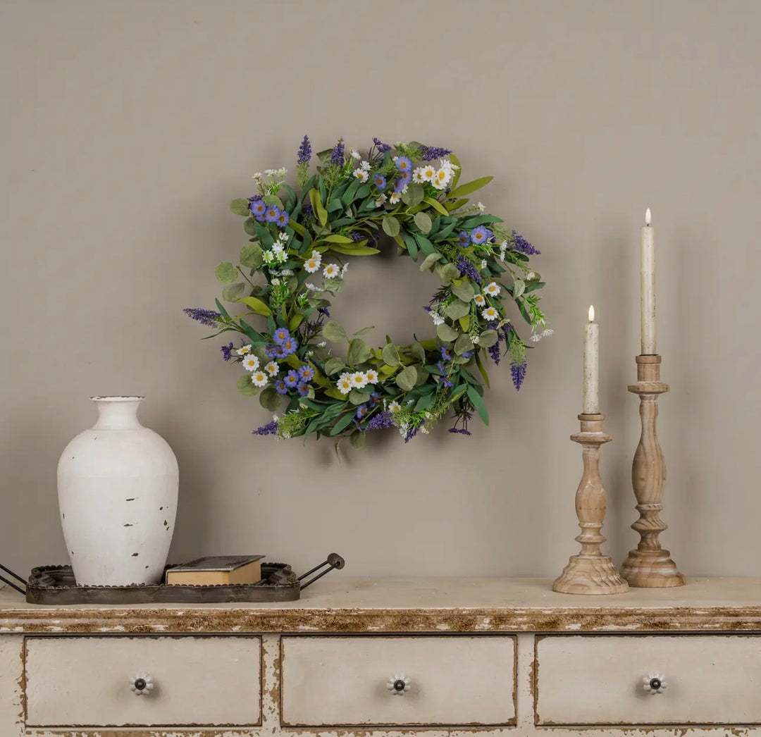 26 Inch Purple & White Perennials Spring Wreath