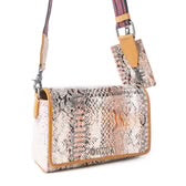 Elysian Charm Leather Shoulder Bag- Onyx Snake Print