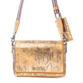 Elysian Charm Leather Shoulder Bag- Amber Snake Print