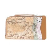 Ashen Blush Leather Wallet- Sapphire Snake Print