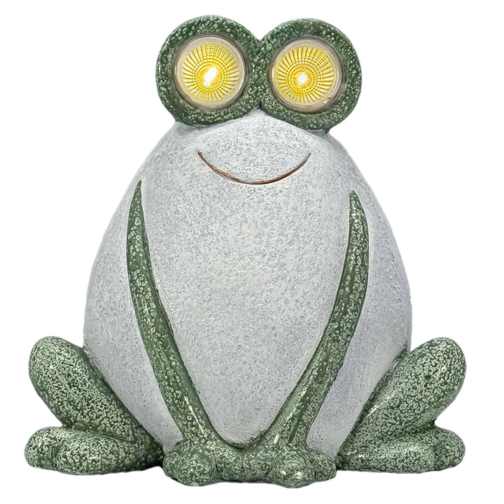 13" Frog Garden Statue with LED Solar Eyes