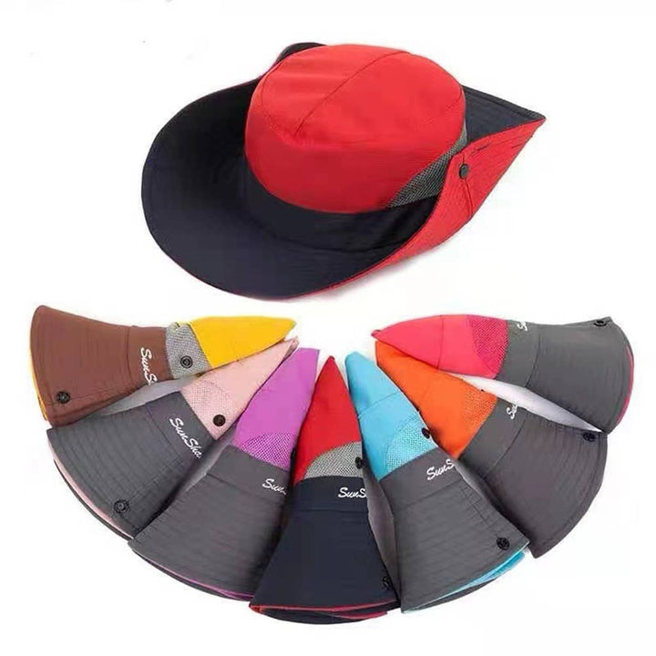 UV Protection Hat Foldable Wide Brim Ponytail Sun Hat