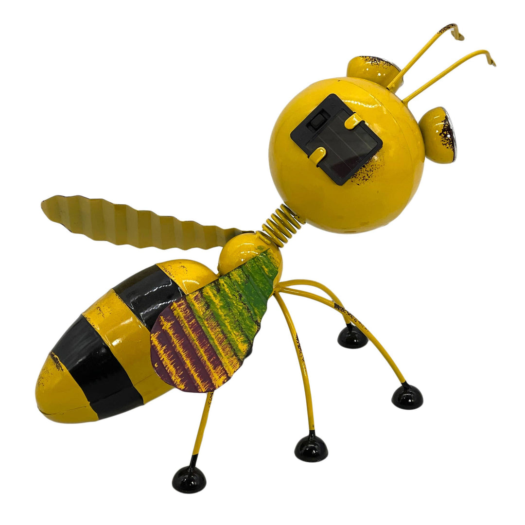 Metal Bee Garden Solar LED Garden Statue 11"L