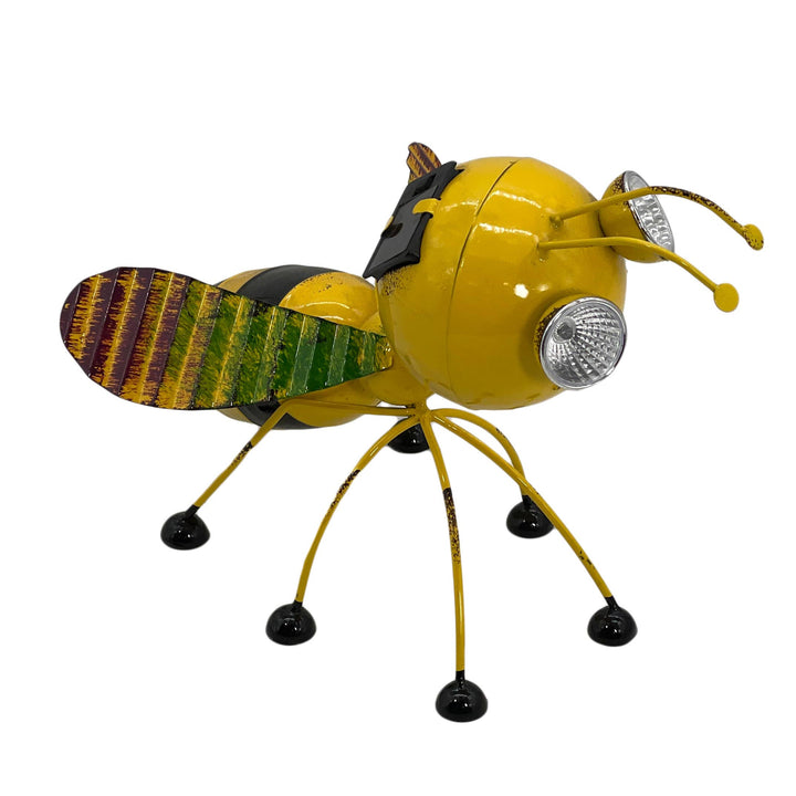 Metal Bee Garden Solar LED Garden Statue 11"L
