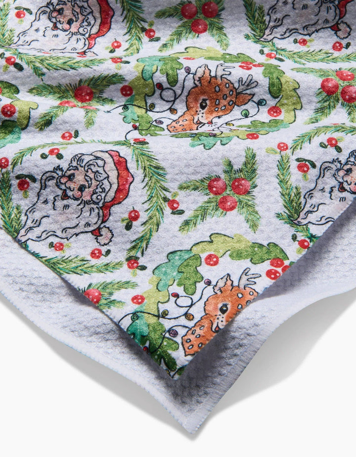 Berry Retro Holiday Tea Towel