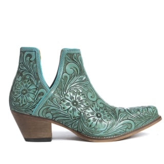 Myra High Mesa Hand-tooled Booties Turquoise