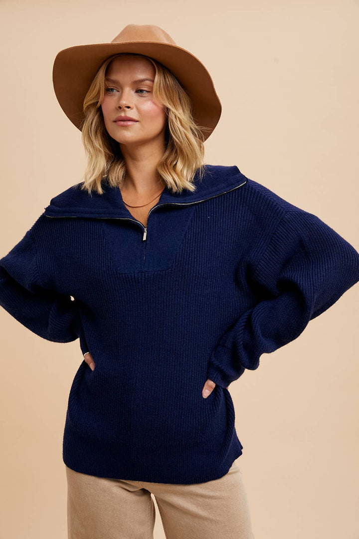 HALF ZIP KNITTED PULLOVER