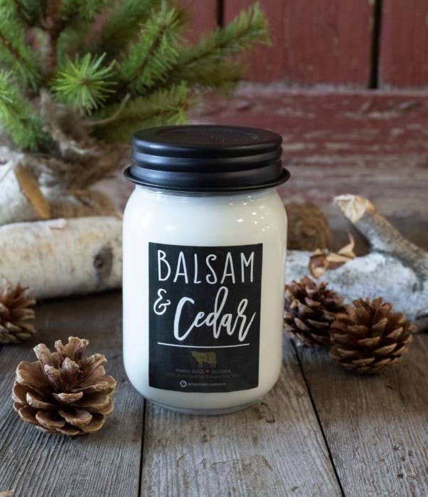 13 oz Mason Jar Christmas Candle: Balsam & Cedar