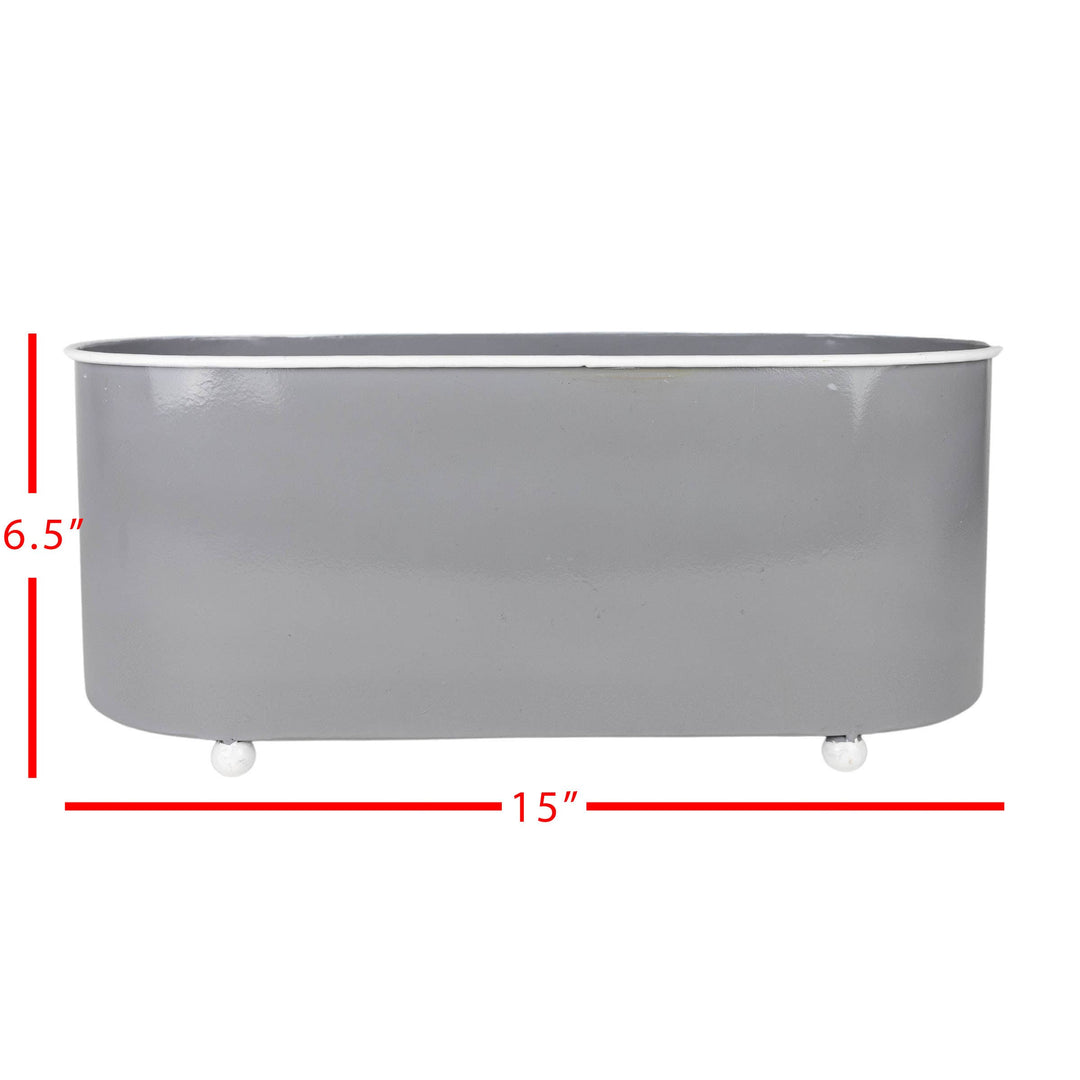 Eleanor Oblong Planter Pot Gray Metal