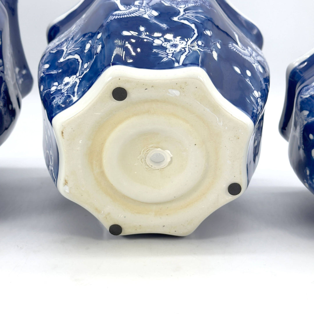 Set of 3 - 7.5"/10"/13" Ceramic Chinoiserie Planter Pot Set