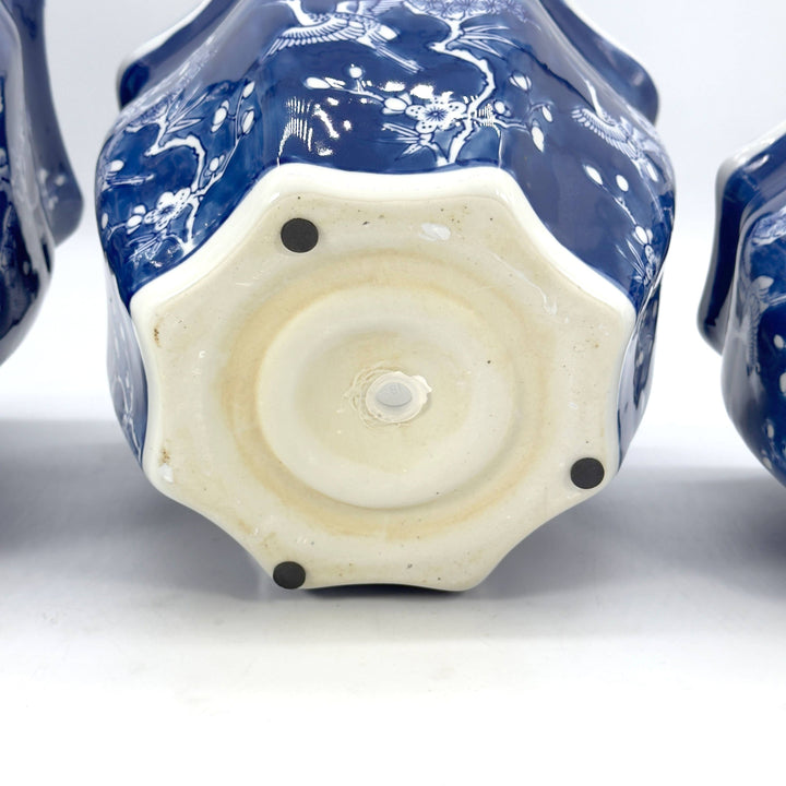 Set of 3 - 7.5"/10"/13" Ceramic Chinoiserie Planter Pot Set