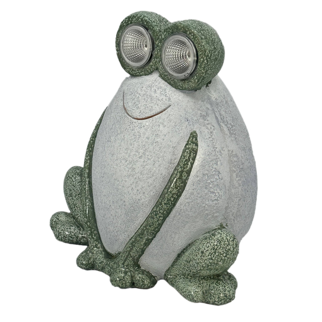 13" Frog Garden Statue with LED Solar Eyes