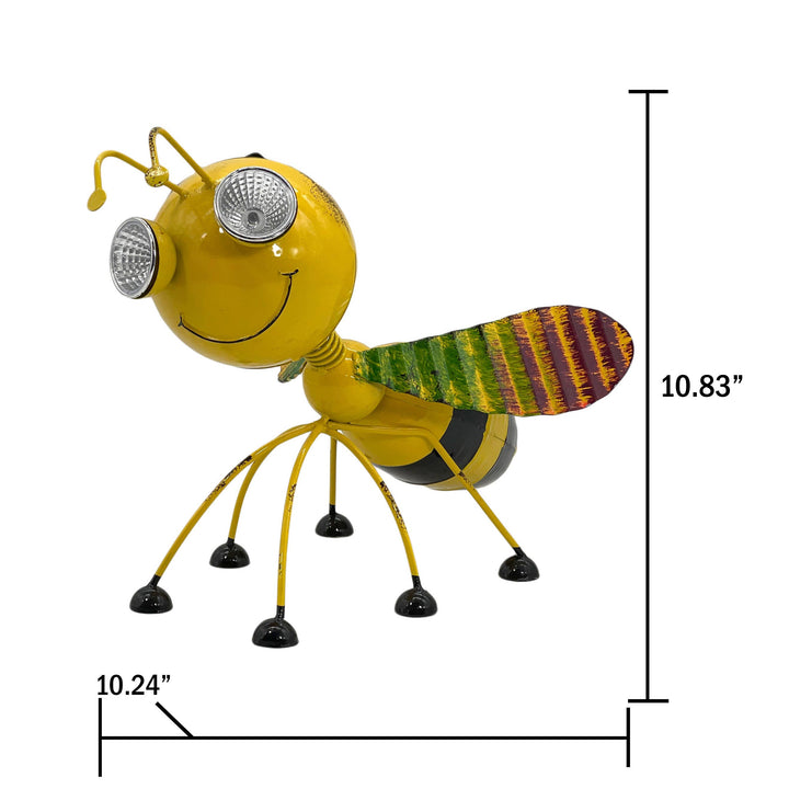 Metal Bee Garden Solar LED Garden Statue 11"L