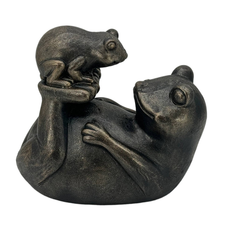 13.5" Cute Mother & Child Frog Polyresin Garden Statue