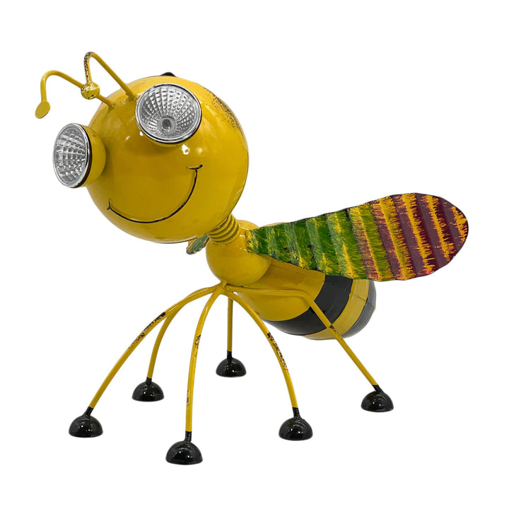 Metal Bee Garden Solar LED Garden Statue 11"L