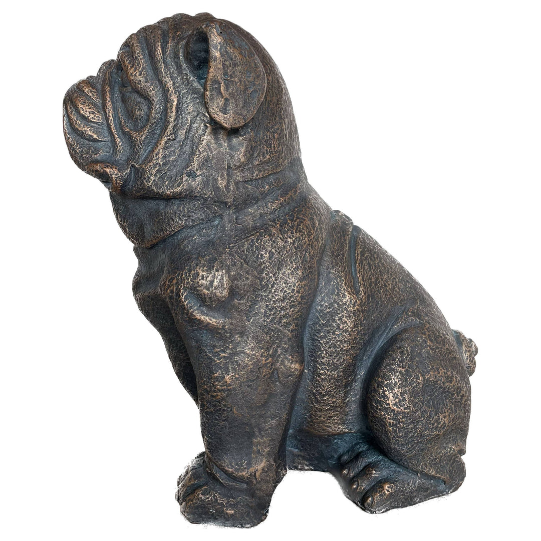 Sitting Bulldog Garden
 Resin Statue 16"