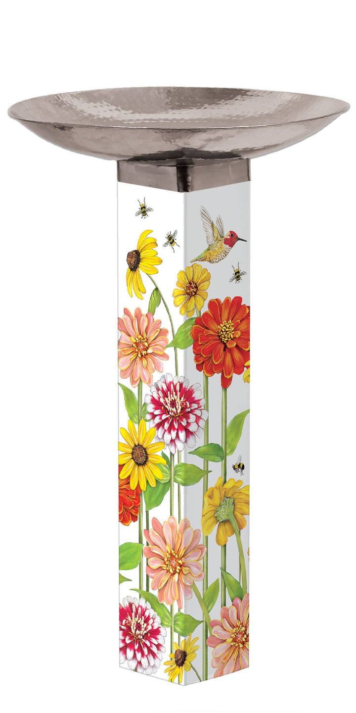 Birds and Bees Bird Bath Art Pole w/ST9025 Stainless Steel T