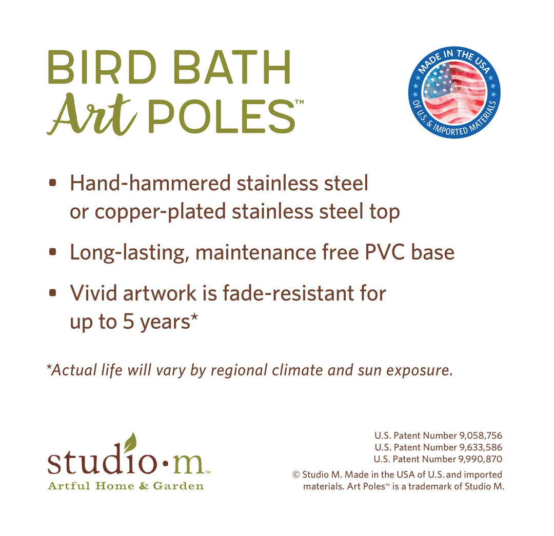 Birds and Bees Bird Bath Art Pole w/ST9025 Stainless Steel T