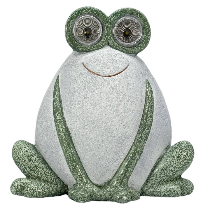 13" Frog Garden Statue with LED Solar Eyes